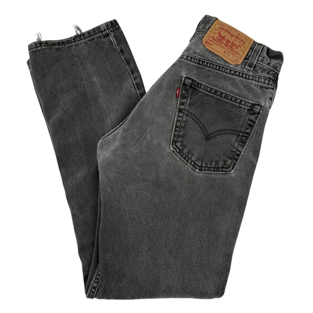Levi’s 505 Jeans Gray Wash Faded Black Straight Leg Cotton 29x30 Vintage Y2K